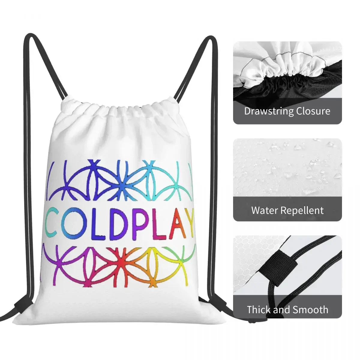 Cold Play Music Backpacks Multi-function Drawstring Bags Drawstring Bundle Pocket Sports Bag Book Bags For Man Woman Students