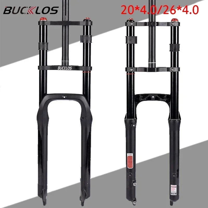 

BUCKLOS Bicycle Fat Fork 20in 24in Snow Beach MTB Bike Fork 20*4.0 26*4.0 Air Suspension Mountain Bike Front Fork Fit 4.0 Tire