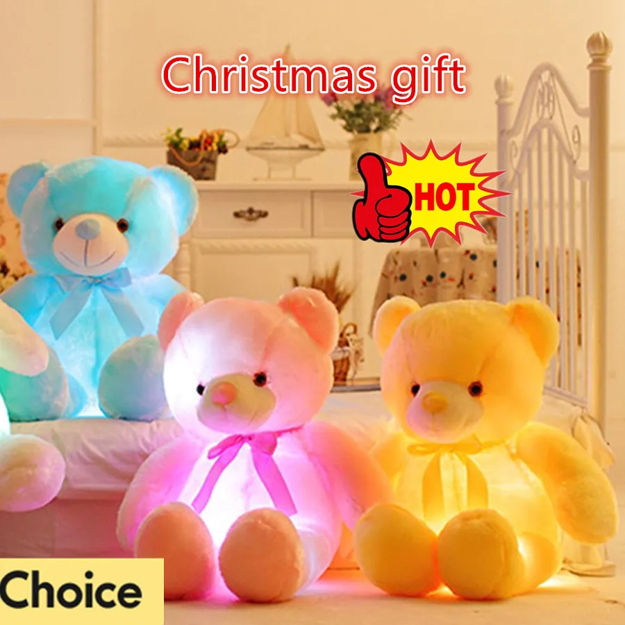 لعبة الدب المتوهجة الملونة القطيفة المضيئة الإبداعية تضيء LED دمية دب هدية عيد الميلاد هدية عيد ميلاد للأطفال #1