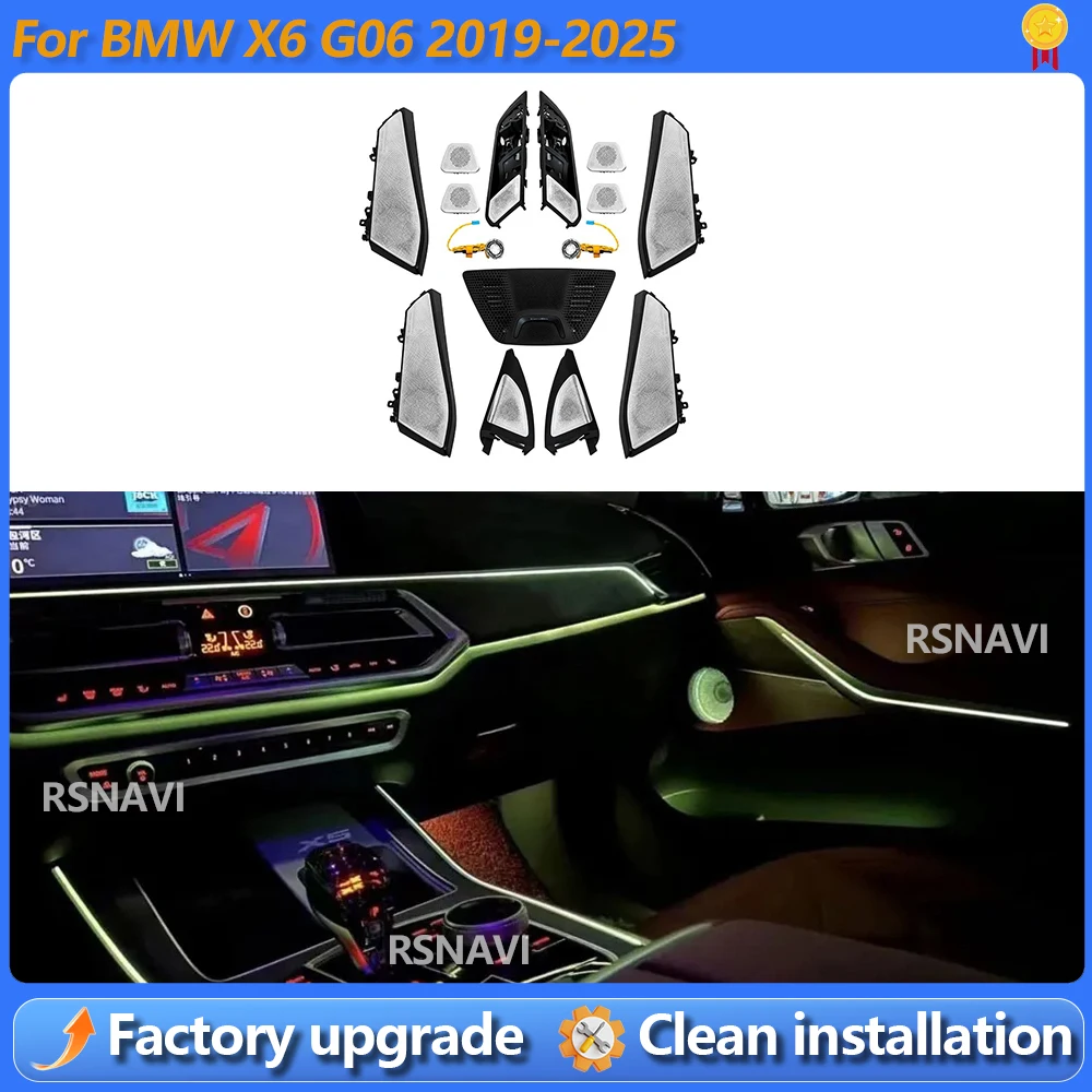 

Ambient light Speaker Cover For BMW X6 G06 2019-2025 Door Tweeter Loudspeaker Luminous 11color Cover Ambient Light