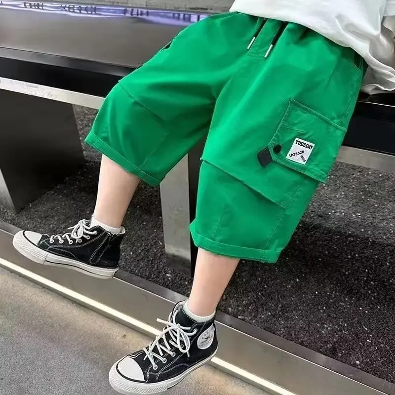Summer Boys\' Cotton Shorts Daily Casual Orange Sports Short Pants High Street Fashion Children\'s Clothes Boys Pants New 2024