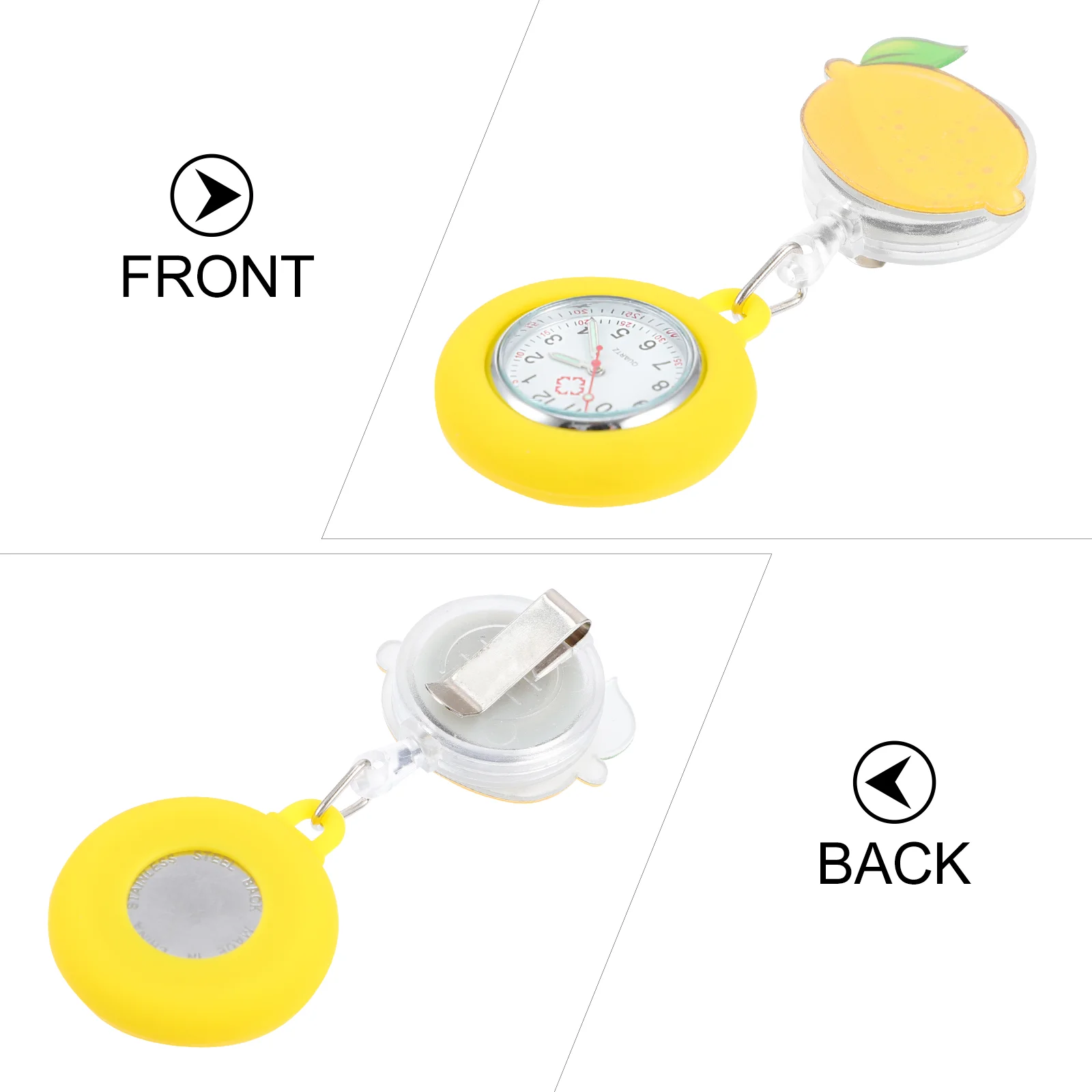 Personality Pocket Watch Man Nurse Gifts Ladies Alloy Digital Watches for Women Lemon