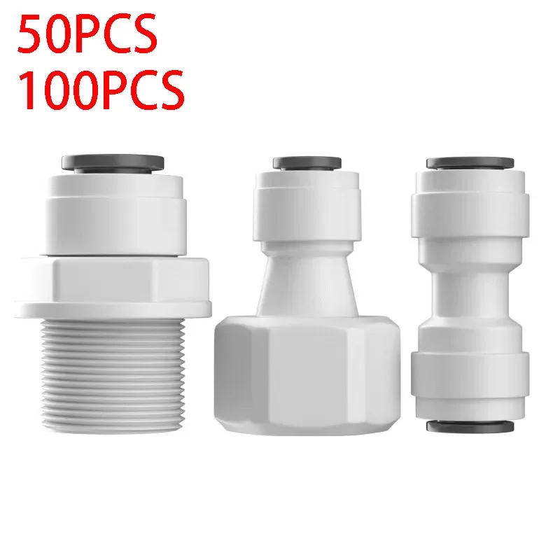 50PCS 100PCS Straight RO Water Connector 17 Types Male and Female Threads 1/4 3/8 Coupling Hose Connector Water Filter Connector