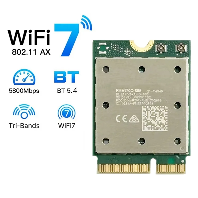 Exquisite-QCNCM865 Wifi7 การ์ดเครือข่ายไร้สายอะแดปเตอร์ไตรแบนด์ 2.4G/5 กิกะเฮิร์ตซ์ 6 กิกะเฮิร์ตซ์ 5800Mbps บลูทูธ 5.4 M.2 สำหรับวินโดวส์ 10/11