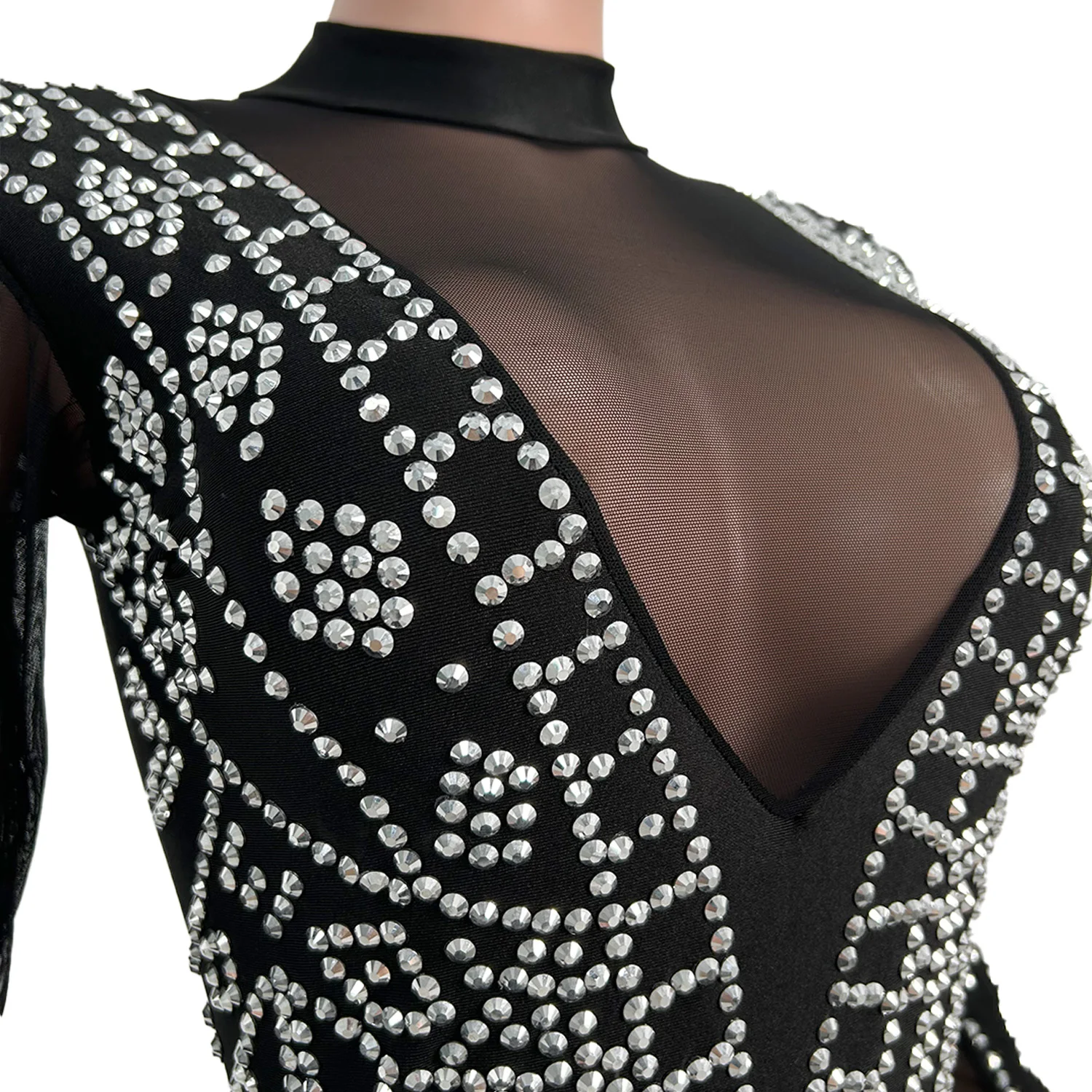 

Heiren сексуальный клубный женский комбинезон черный сетчатый лоскутный комбинезон из спандекса барная танцовщица юбка для выступлений брюки для Хэллоуина