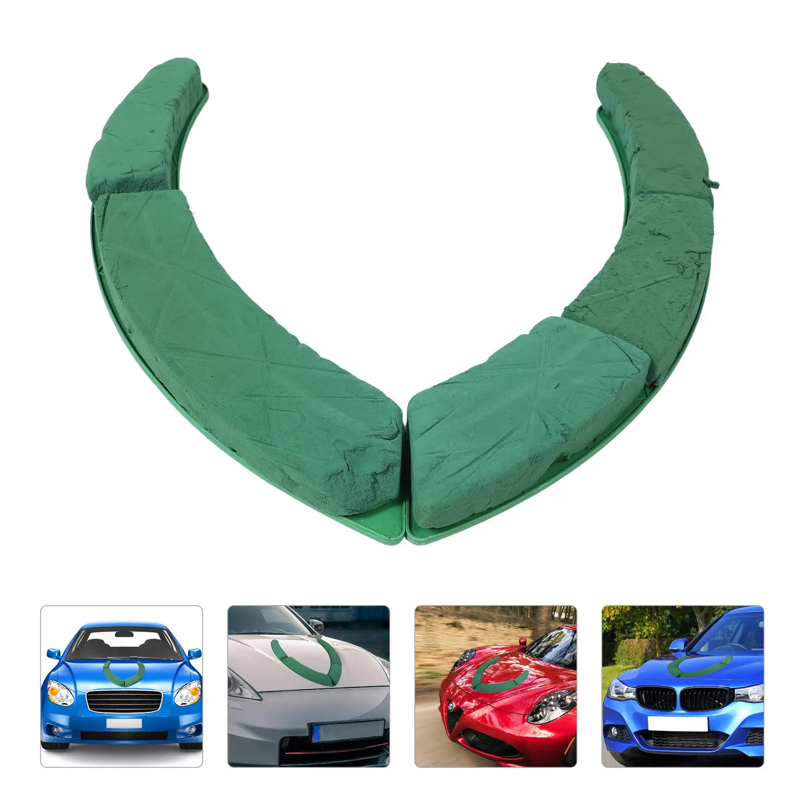 2Pcs Wedding Car Decoration Floral Foam Base U-Shaped Suction Cup Green Floral Mud Fresh Artificial Flower Arrangement Plant