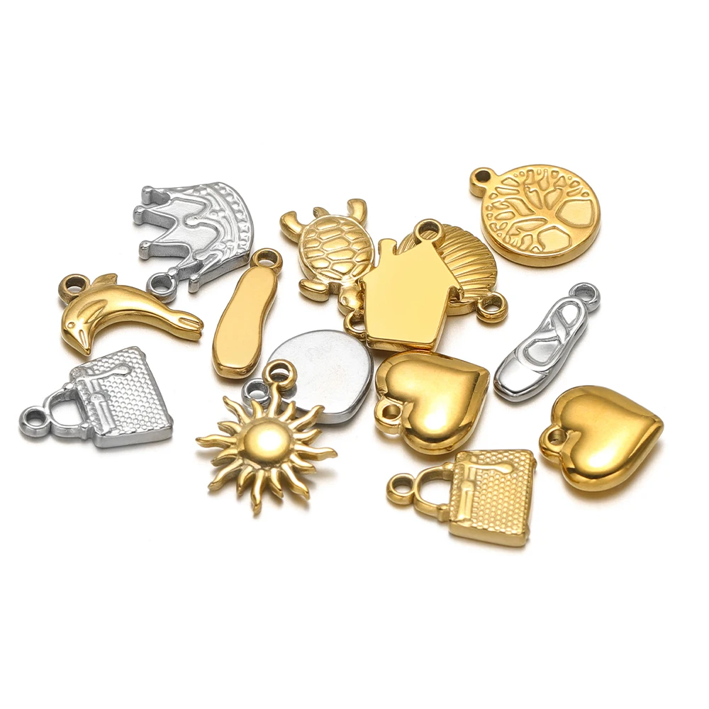 10pcs Stainless Steel Stars Heart Charms Gold Plated Animals Pendants for DIY Necklace Earrings Supplies Bracelet Jewelry Making - Image 3