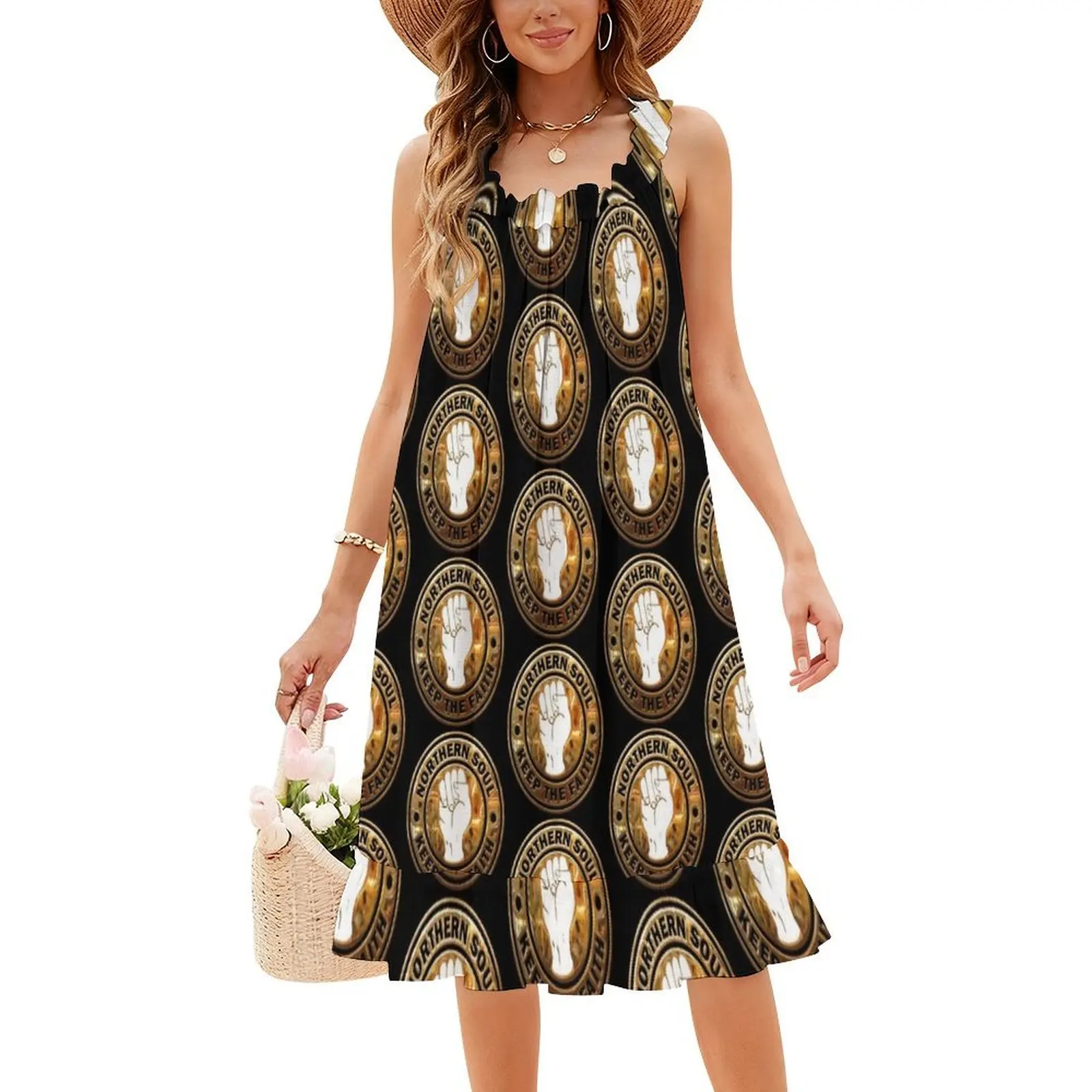 فستان Northern Soul Keep The Faith In Gold White Fist على شكل قلب، فستان أنيق للحفلات الصيفية للنساء، الروح الشمالية #4