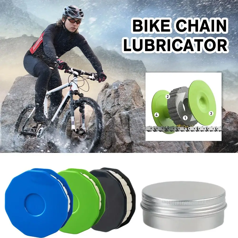 Lubrificatore per catena per bici Oliatore per catena per bicicletta Disco lubrificante Strumento per la manutenzione della bicicletta Lubrificante per rulli per attrezzi da ciclismo Accessorio per bici