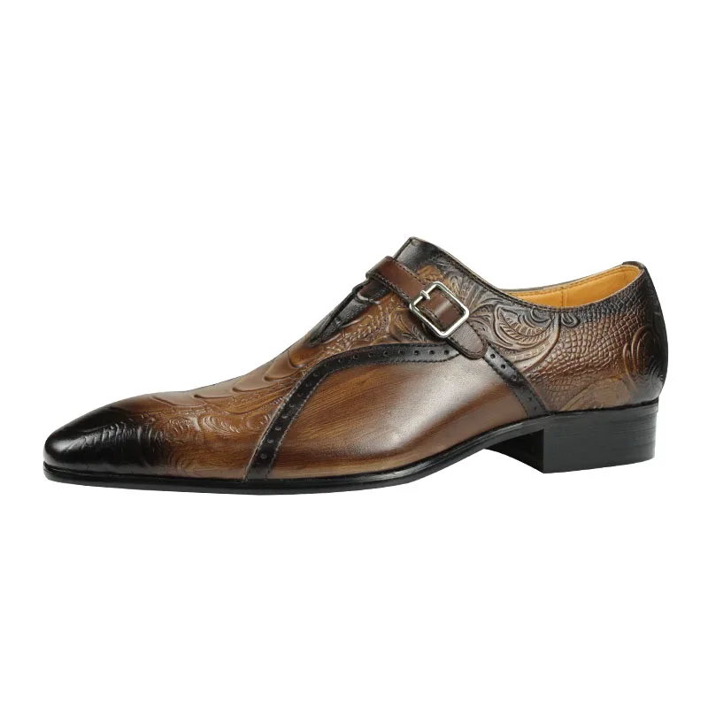 Deluxe Modne Męskie Skórzane Buty Brogue Codzienne Buty Zewnętrzne Brązowy Czarny Nadruk Projekt Serwis Niestandardowy Drop Shipping