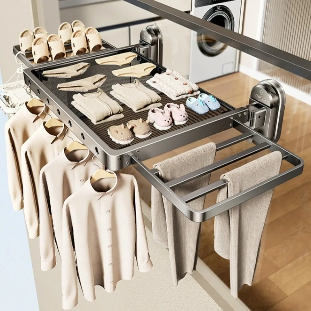 

Adjustable Suction Cup Drying Rack No Punching Space Saving Indoor Drying Rack Sturdy Portable Foldable Drying Net Laundry Room