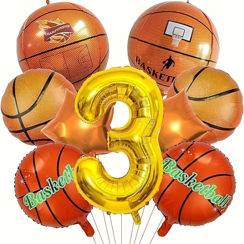 9-teiliges Foto-Requisiten-Set zum Basketball-Themen-Geburtstagsfeier, Geburtstagsdekoration, Themenparty-Dekor, Partyballons, unverzichtbar für Sportfans – Detail 5