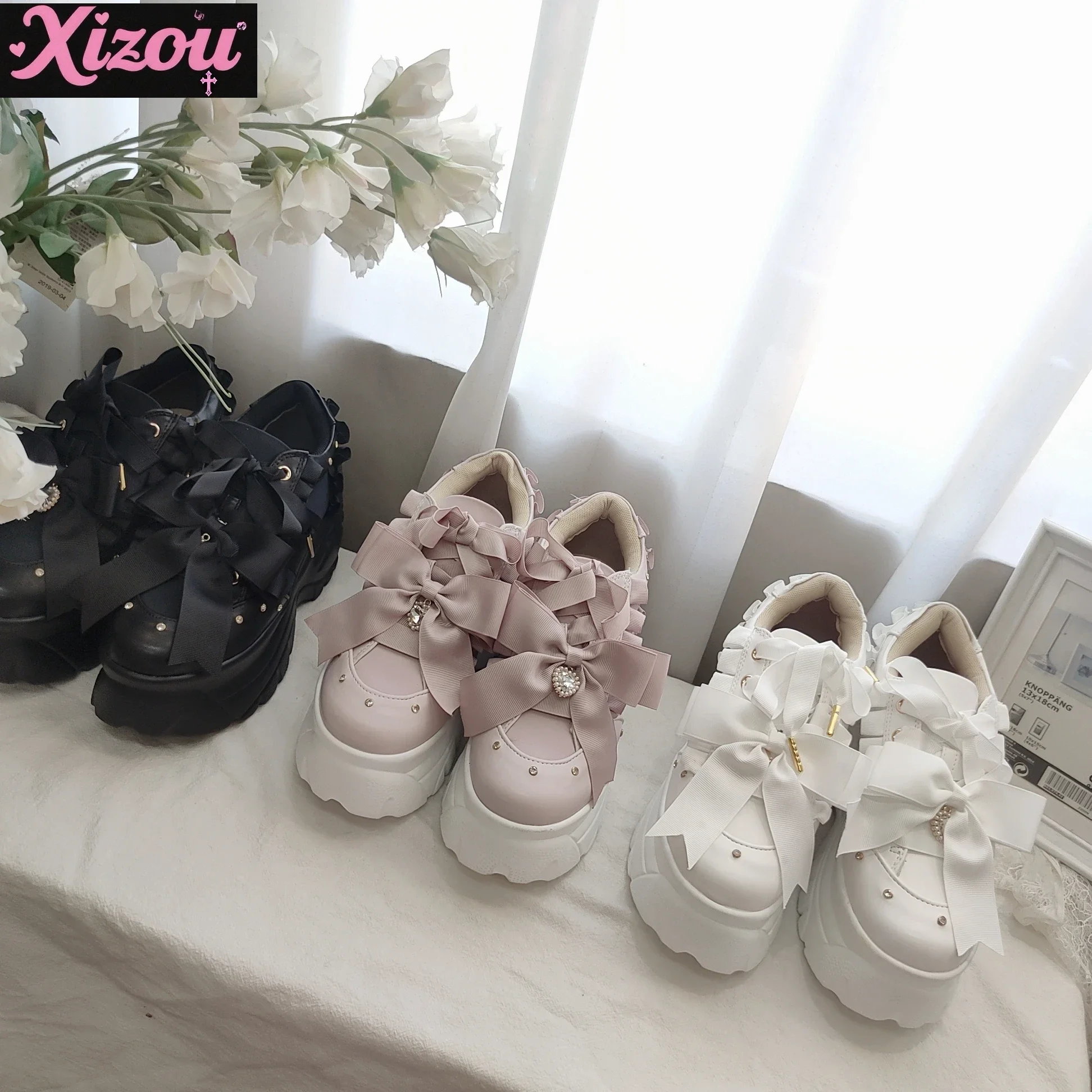 

Японские милые женские кроссовки, новые весенне-осенние удобные туфли на платформе со стразами, мягкая студенческая спортивная обувь, кроссовки