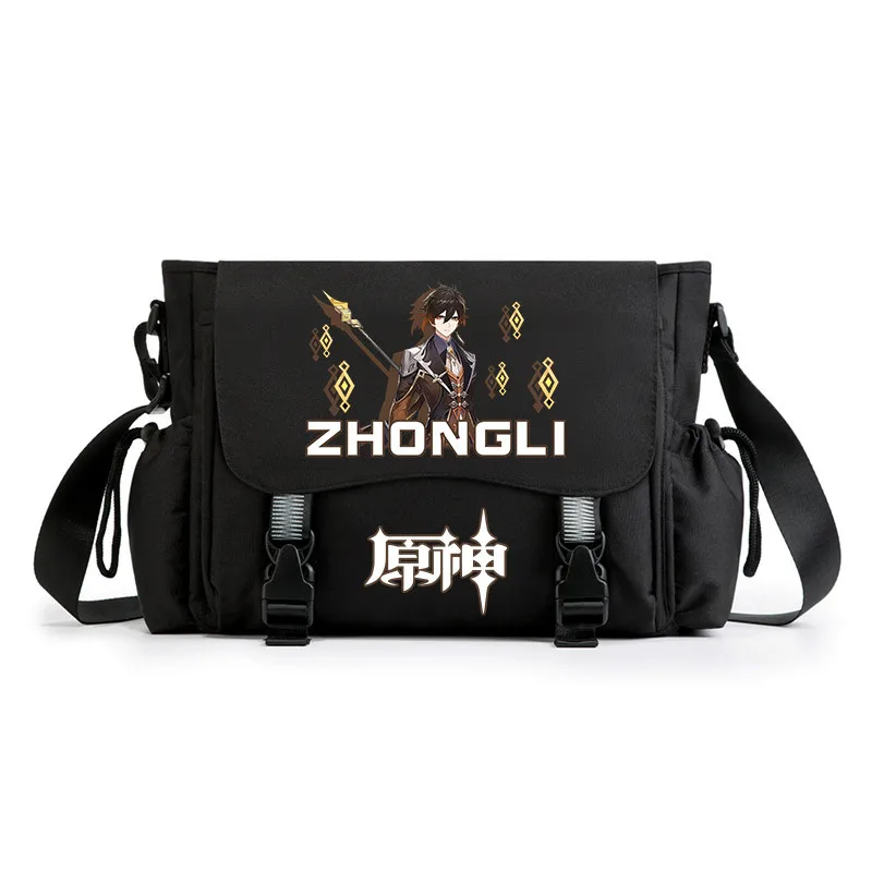 

Anime Genshin Impact Klee Paimon Cosplay Oxford Crossbody Messenger Student School Shoulder Black Bags Teenager Fashion Gift