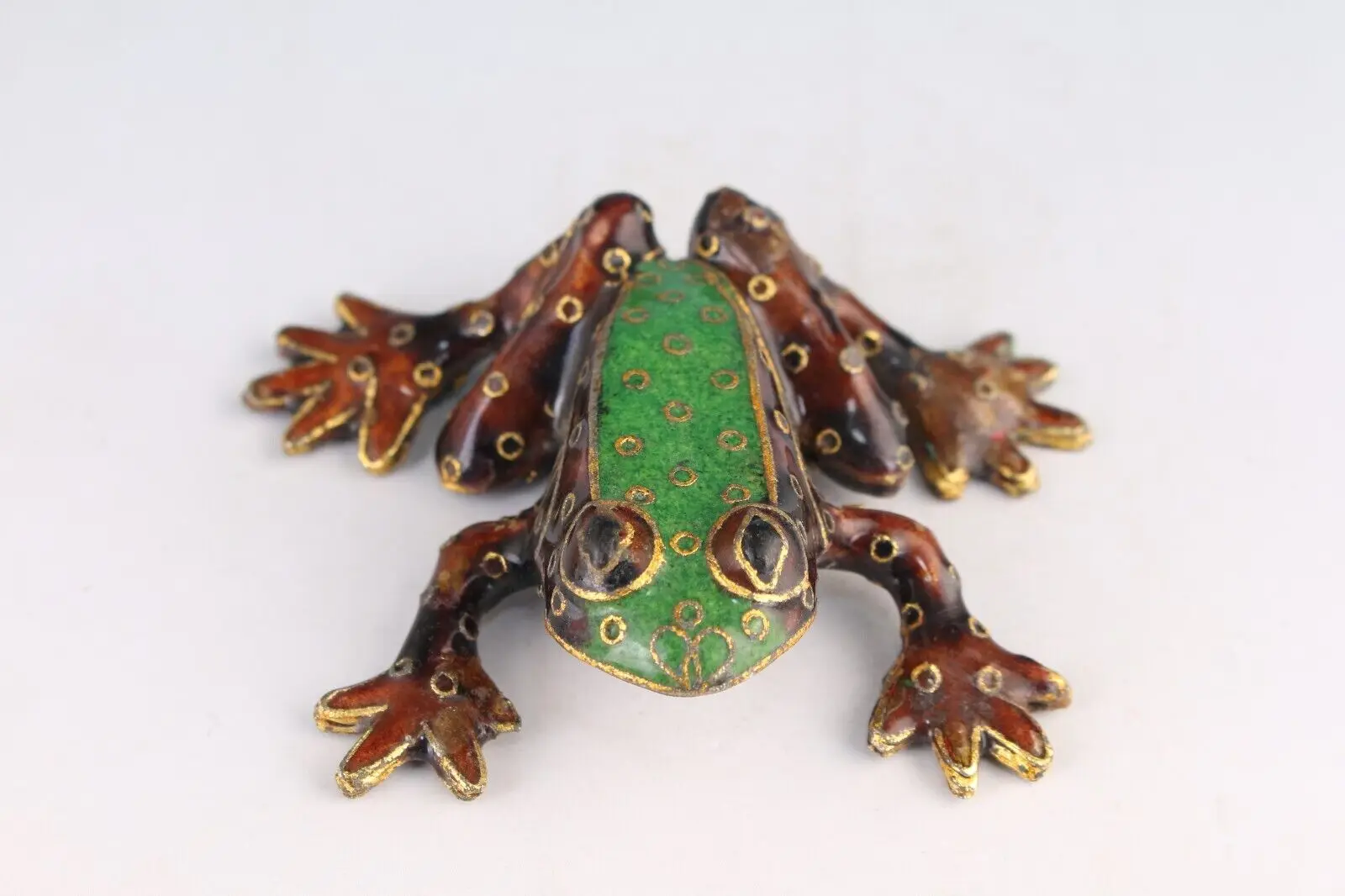 chinese old cloisonne hand painting frog statue figure collectable Art gift