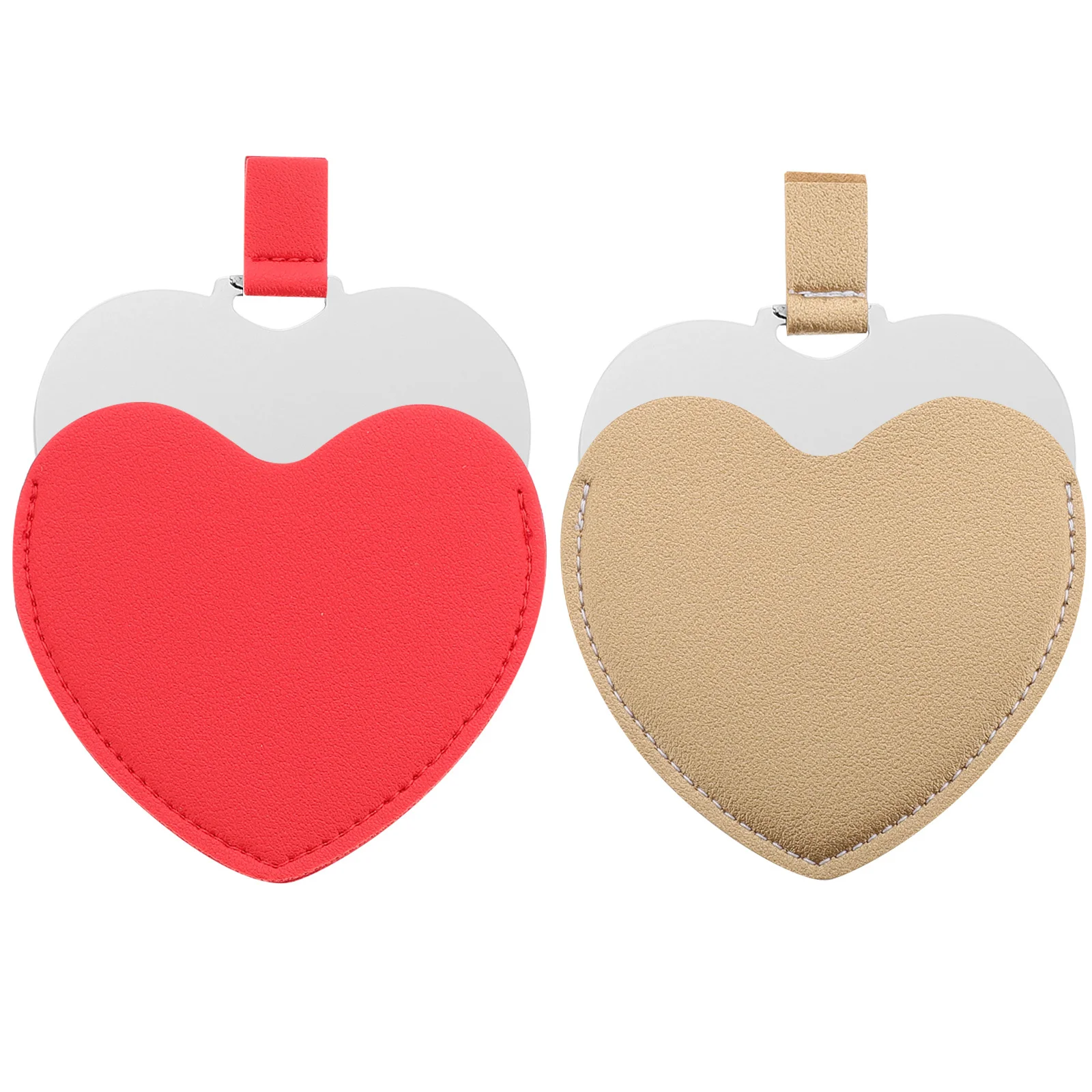 

2Pcs Portable Retro Heart Shaped Makeup Mirror Small Handheld Stainless Steel Mirror for Travel and Purse Small Pocket Mirrors