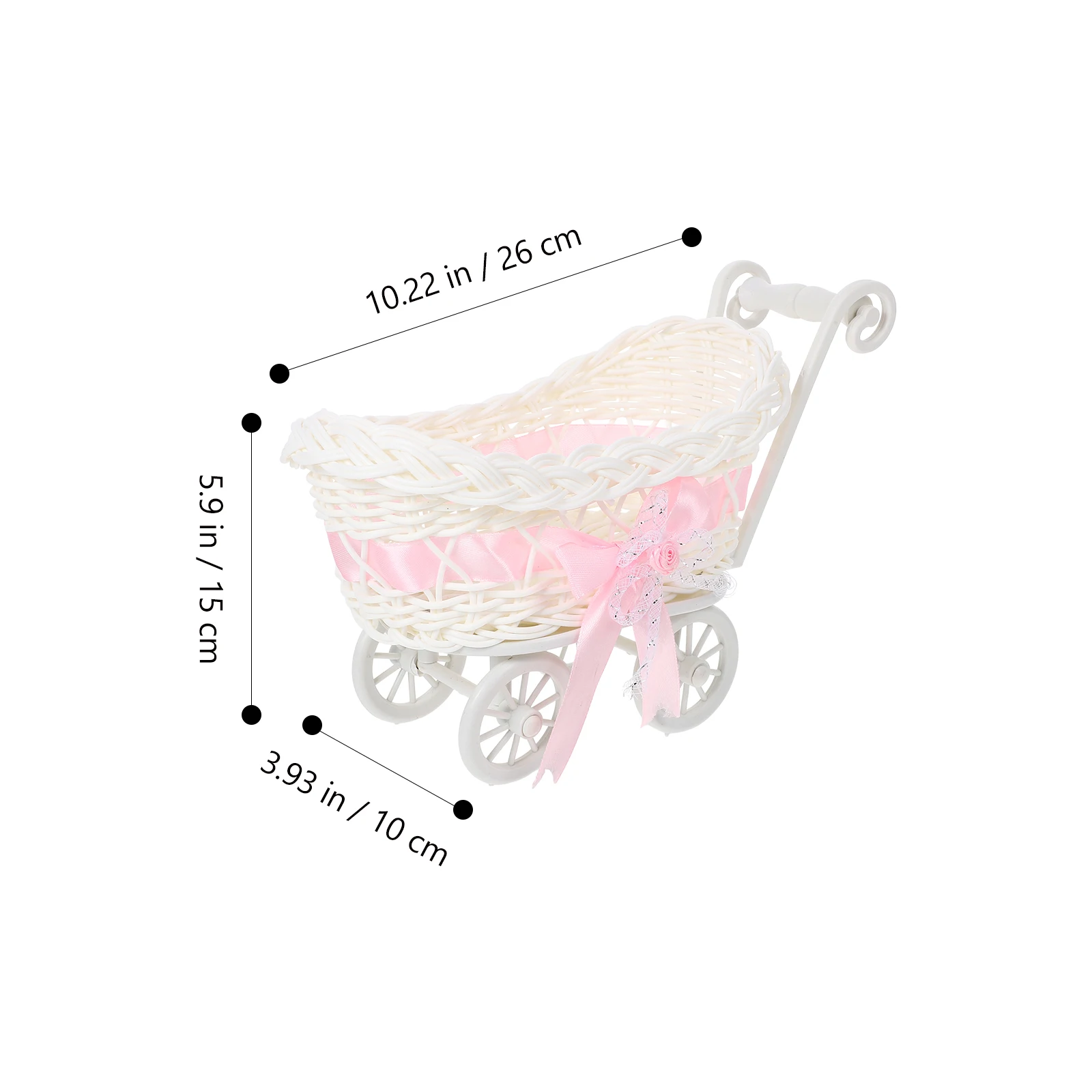 Imitation Rattan Woven Plush Trolley Candy Baskets Cute Shopping Cart Kids Snack Box Container Baby Shower Wedding Favors