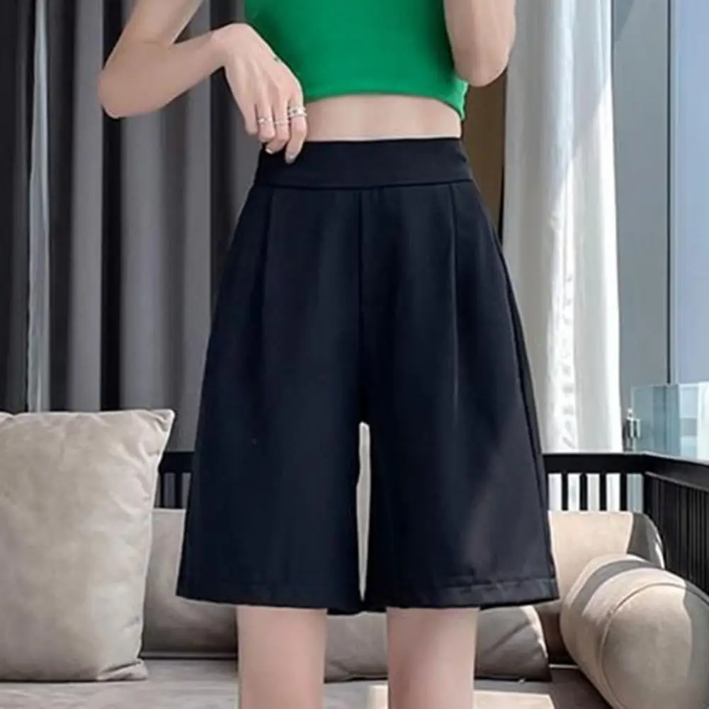 

Elegant Casual Trousers Comfortable Women's Summer Shorts with High Waist A-line Design Breathable Fabric for Casual Wear