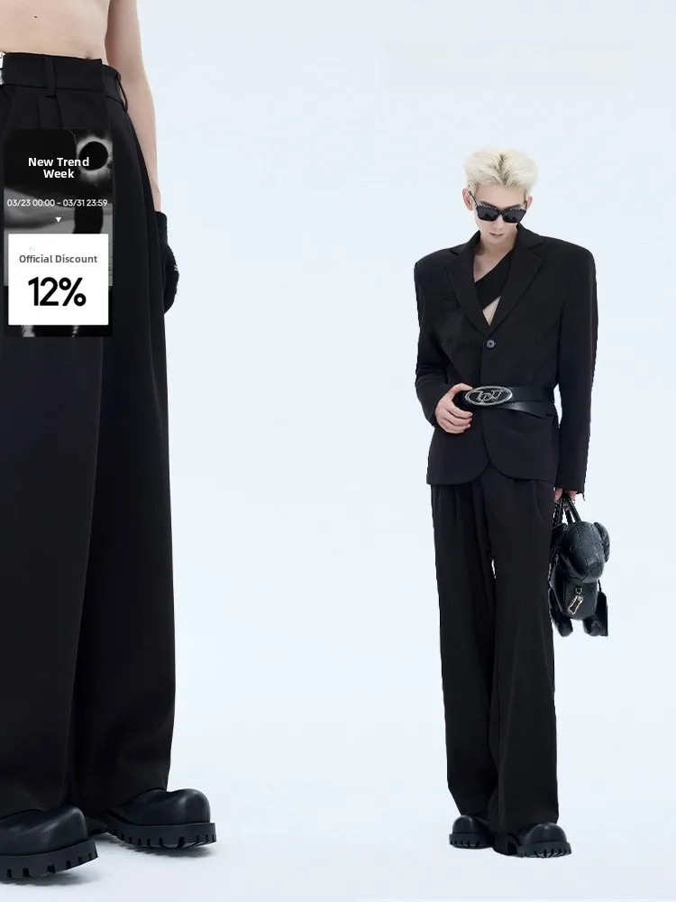 

Мужские повседневные брюки Bla: премиальный вид, дизайн с молниями, без глажки, осенне-зимние, модные, прямые, длинные штаны