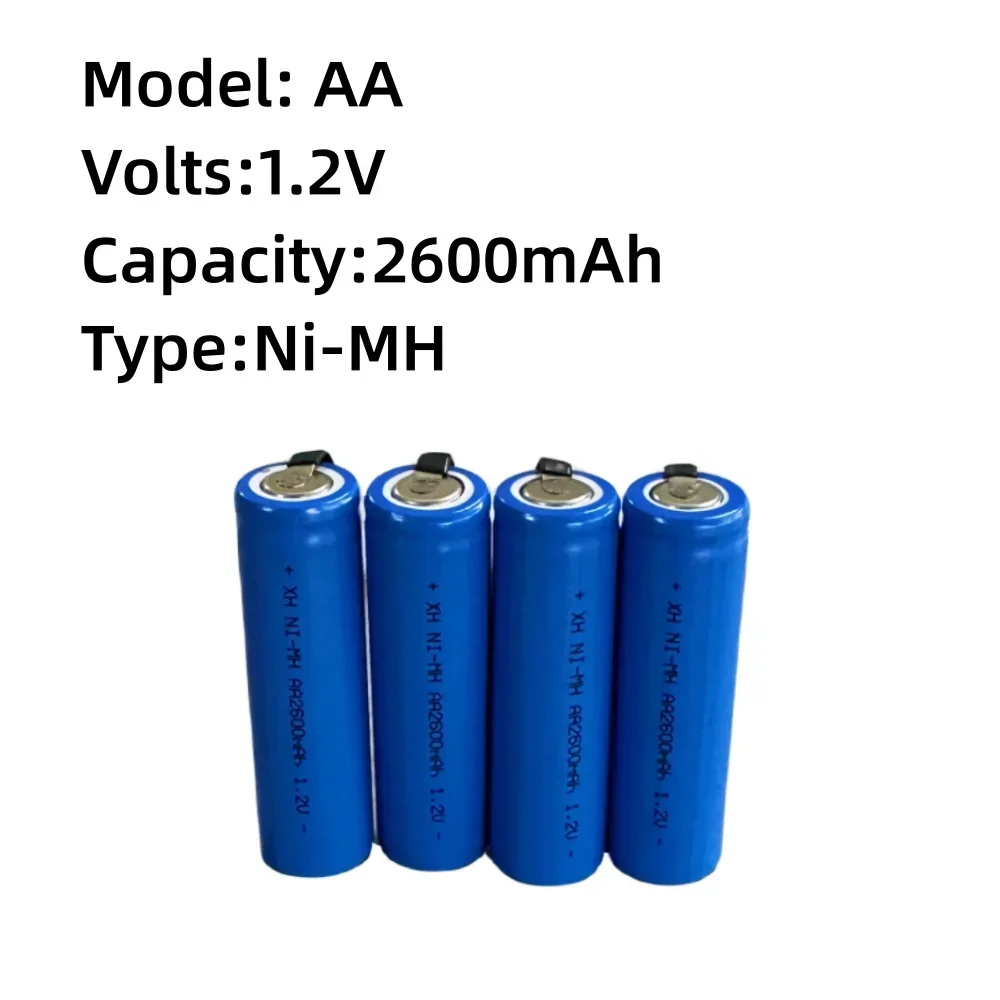 New AA Rechargeable Battery 1.2V 2600mAh AA NiMH Battery with Solder Pins for DIY Electric Razor toothbrush Toys