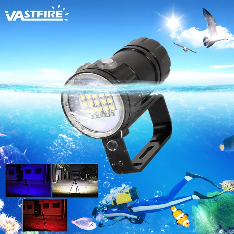 IPX4 Waterproof Professional Dier Ligt Powerful 100LM led Scuba Divig Flahlight LED Undrwater 100M Torch Lemp Laerna