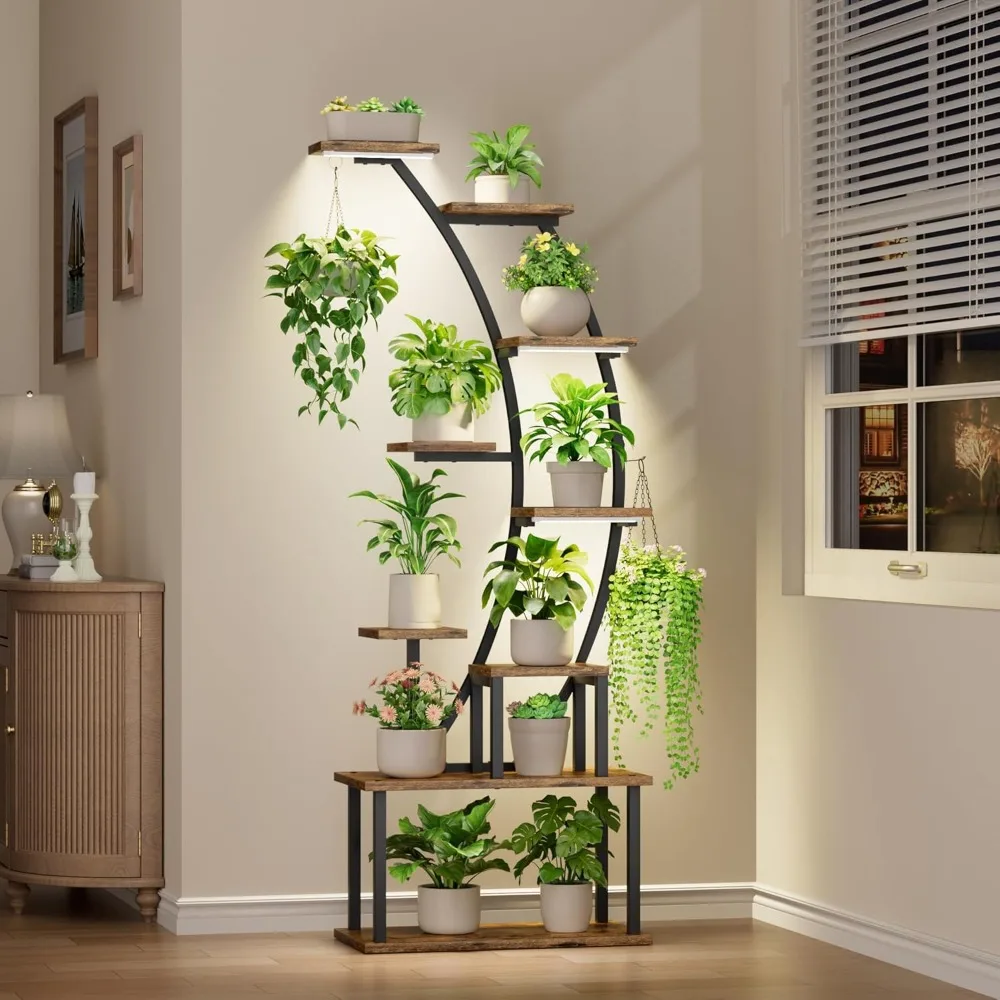 

Plant Stand Indoor W/Grow Light, Tiered Corner Plant Holder, Large Flower Display Shelve for Live Room Bedroom Office Home Decor