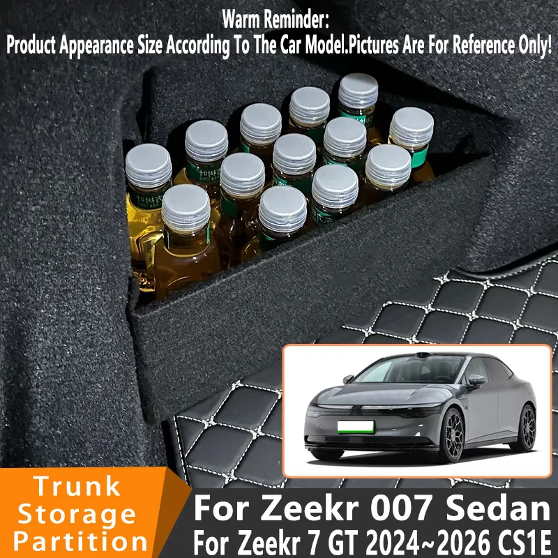 

Автомобильные аксессуары для Zeekr 007 CS1E 2024 ~ 2026 25 автомобильный органайзер, утолщенная боковая перегородка багажника, детали ящика для хранения в салоне