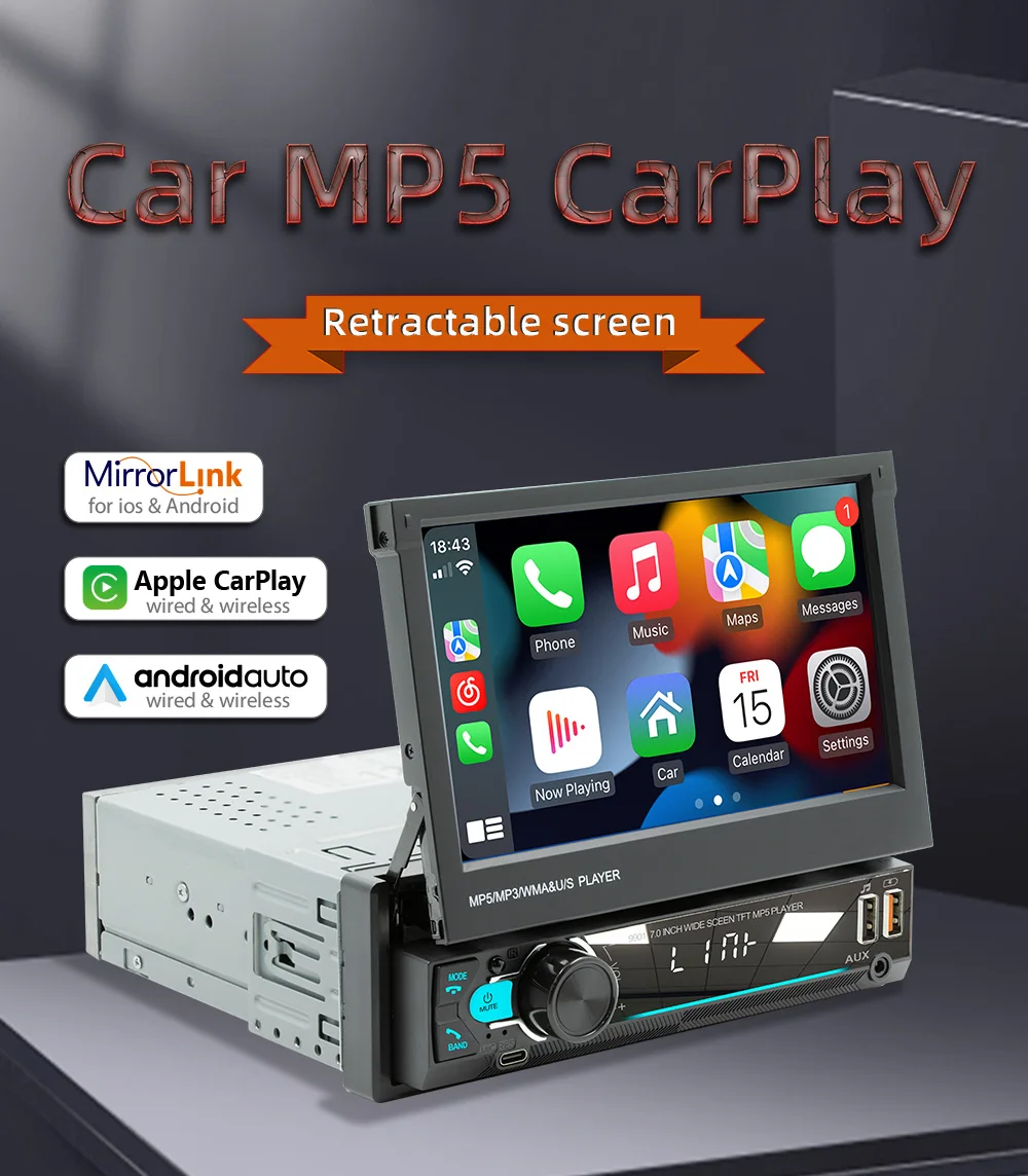 راديو لاسلكي ستيريو BQCC للسيارة ، وصلة مرآة ، 1 Din ، AUX ، BT ، RDS ، USB ، شحن من النوع C ، تلقائي ، مشغل سيارة ، أندرويد ، تلقائي ، 7 بوصة ، 1 دين ، AUX ، BT