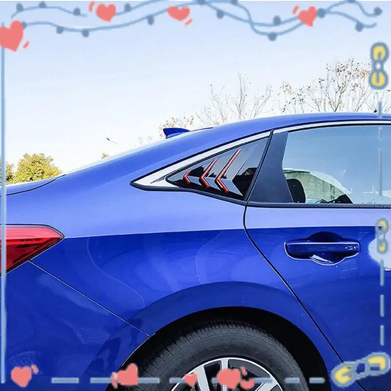 

For Honda Civic 2022 2023 Sedan Rear Side Vent Quarter Window Louver Shutter Cover Gloss Black+Red Car Supplies Parts