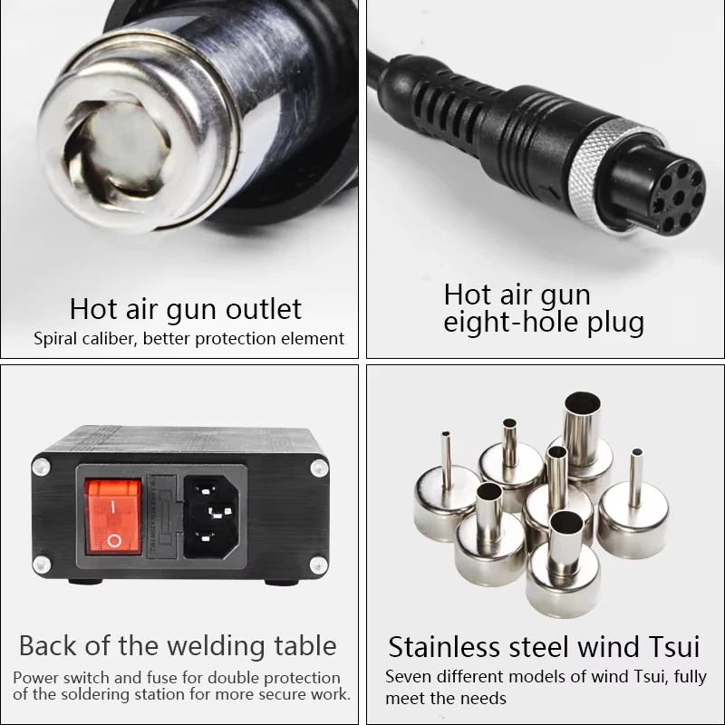 AC 100-240V 700W Intelligent LED Digital Display Hot Air Gun T12 100-550℃ Temperature Adjustable Portable BGA Maintenance Too