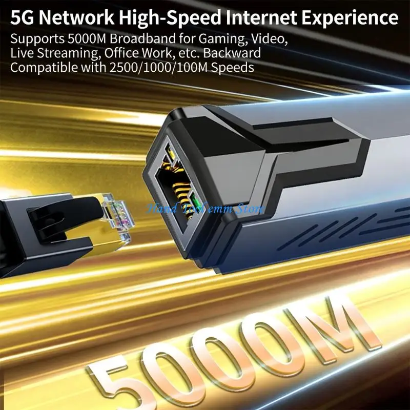 

H37F 5000Mbps Ethernet Adapter Type C USB3.0 to RJ45 Cable Directly Connection