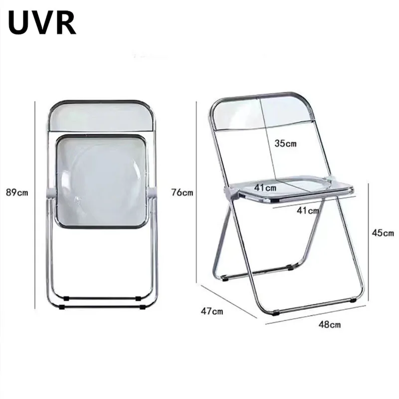 

UVR Transparent Plastic Reclining Dining Room Chair New Home Office Folding Comfortable Backrest Chair Sedentary Comfort