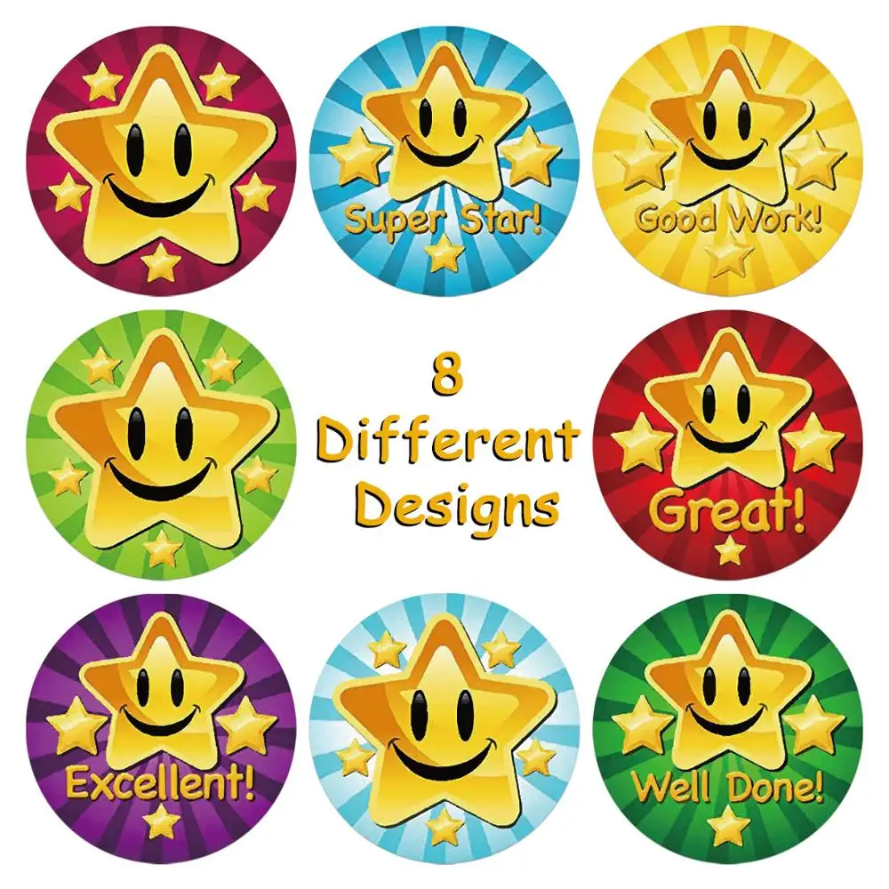 500pcs Children Reward Stickers Creative School Supplies Reward Cute Star Sticker 2.5cm Circle Kids Toy Stickers