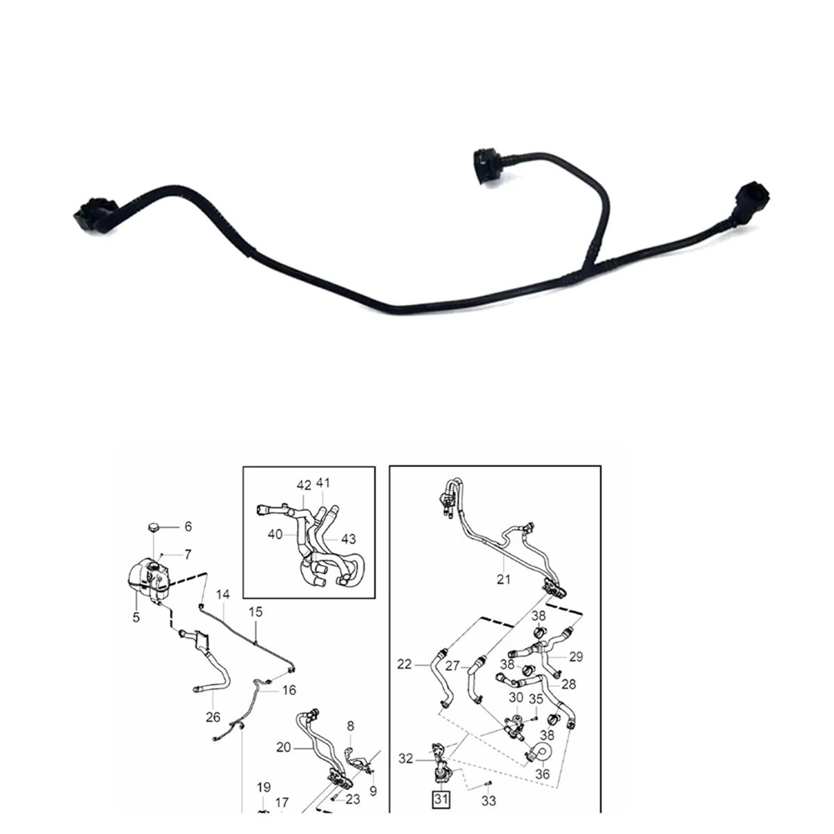 #84I Car Cooling Drain Hose Expansion Tank Radiator Coolant Pipe for Volvo,Drain Hose,(Plastic)