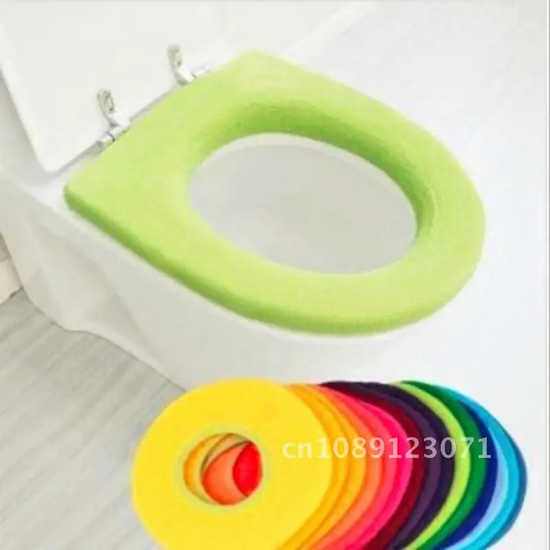 

1pc Bathroom Toilet Seat with Handle Closestool Washable Soft Winter Warmer Mat Pad Cushion O-shape Toilet seat Bidet Covers New