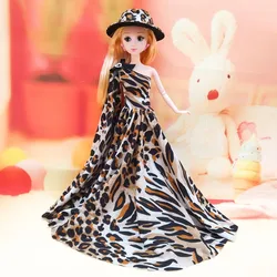 1/6 BJD Fashion Leopard Princess Dress For Barbie Doll Clothes For Barbie Clothing Outfits Gown Hat 11.5
