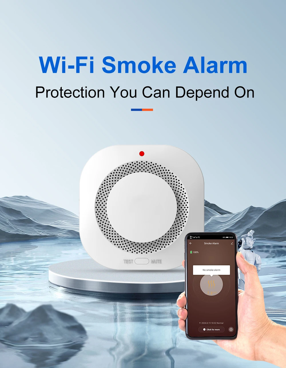 Tuya-Sensor Detector de humo Wifi, alarma de incendio, Monitor de Sensor de humo, alerta de sonido, trabajo de seguridad inteligente para el hogar con aplicación Smart Life