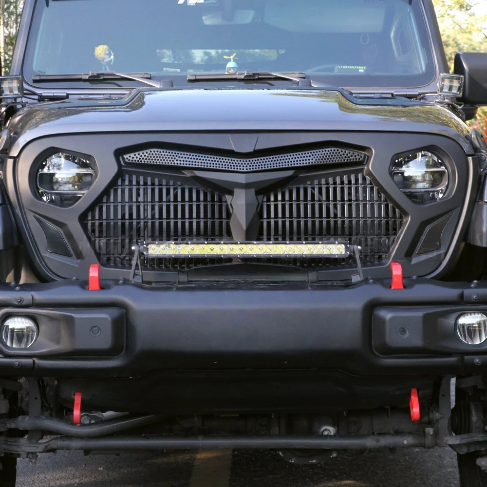 LUFENG New High Quality Matte Black Front Bumper ABS Replacement Grill For 2018+ Jeep Wrangler JL Gladiator JT Plastic Material