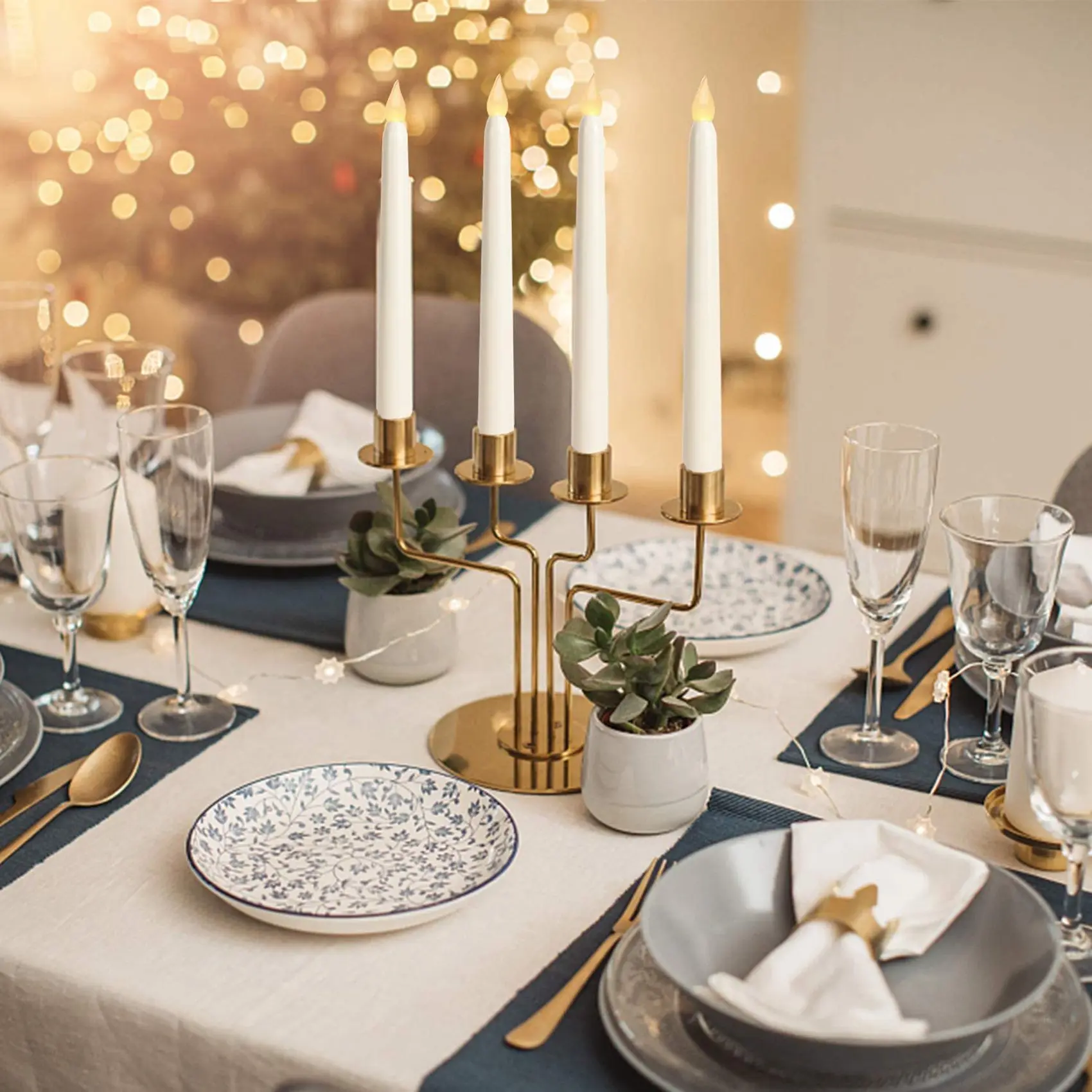 ABKJ-12Pcs LED Taper Candle For Dinner, Flickering Flameless Tapered Battery Operated Table Settings Weddings Parties