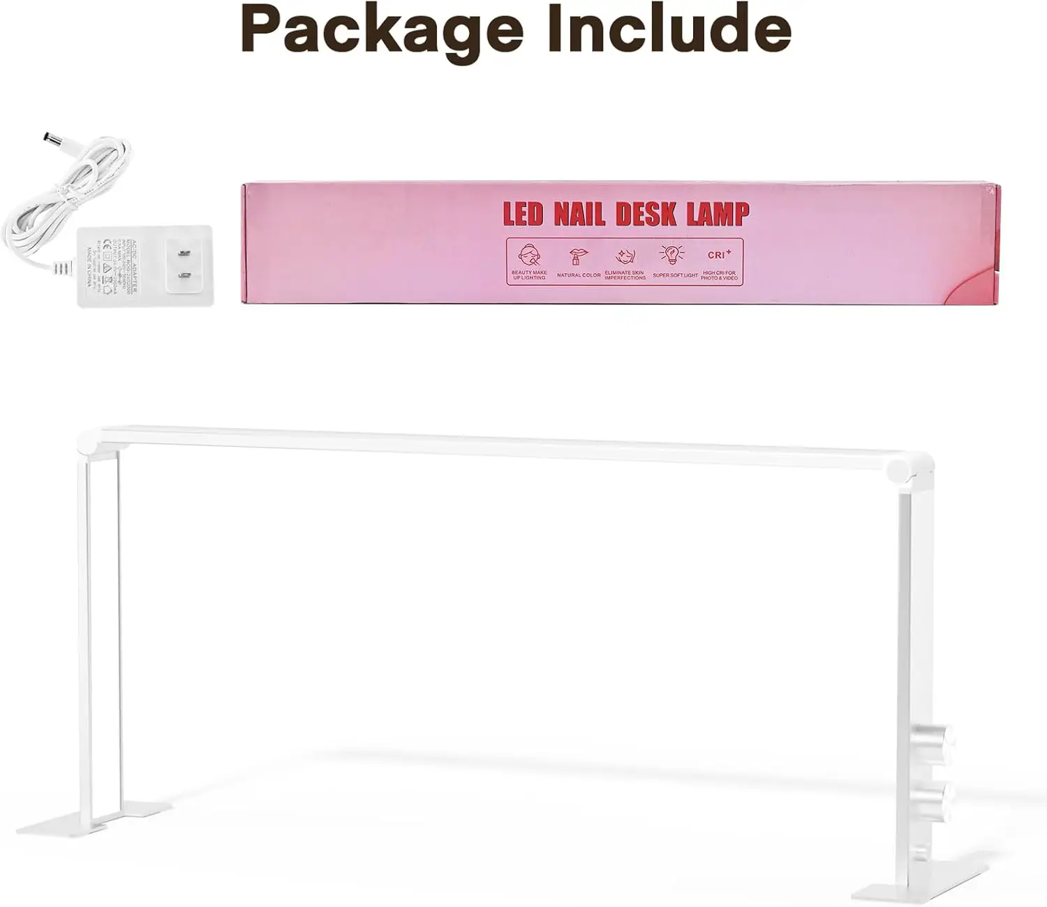 Half Moon Lamp 36W Square Foldable Nail Desk Lamp for Desk 33inch LED Nail Tech Lamp for Eyelash Extension, Tattoo, Eyebrows