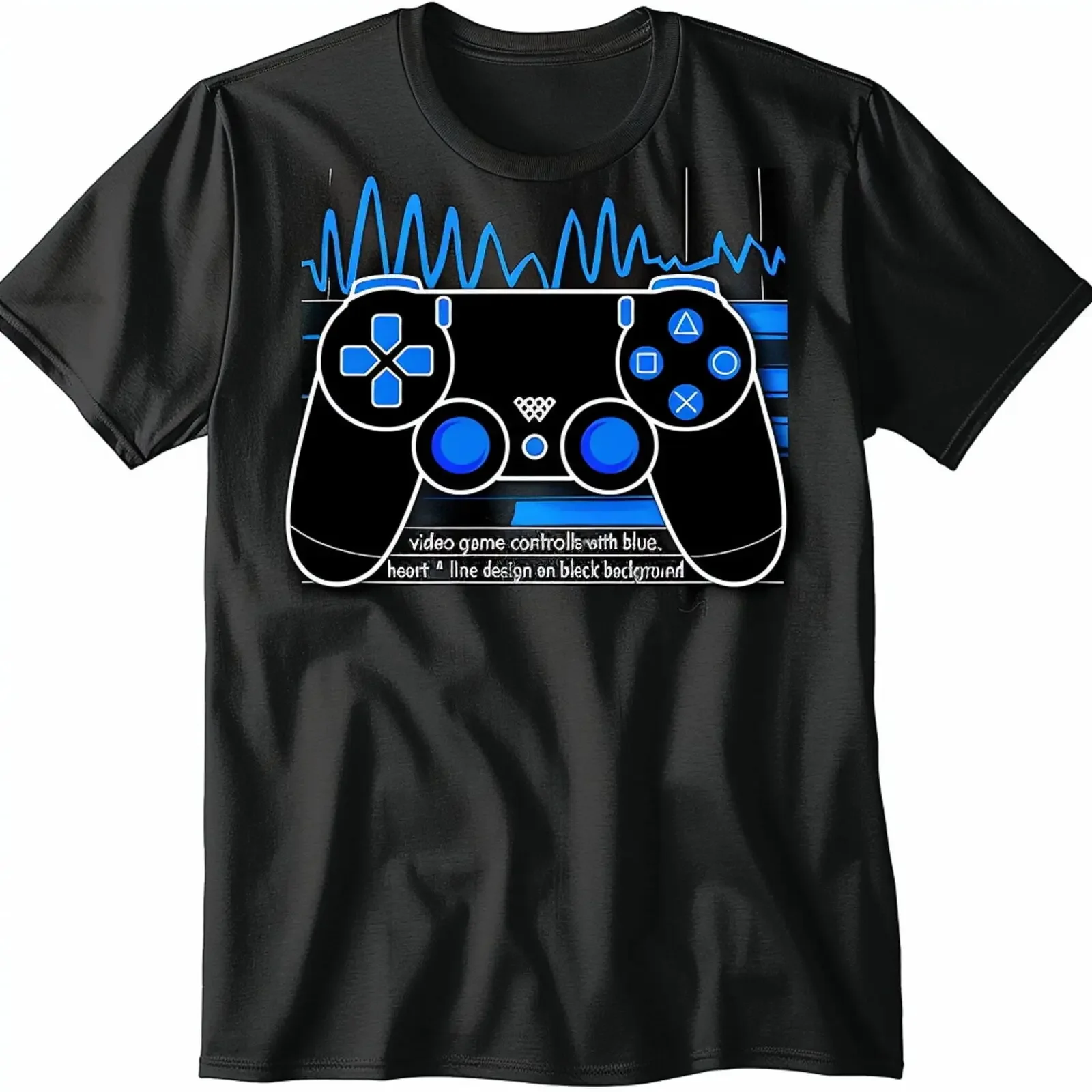 

Stylish Gaming Controller Heart Line Graphic Black TShirt Comfortable