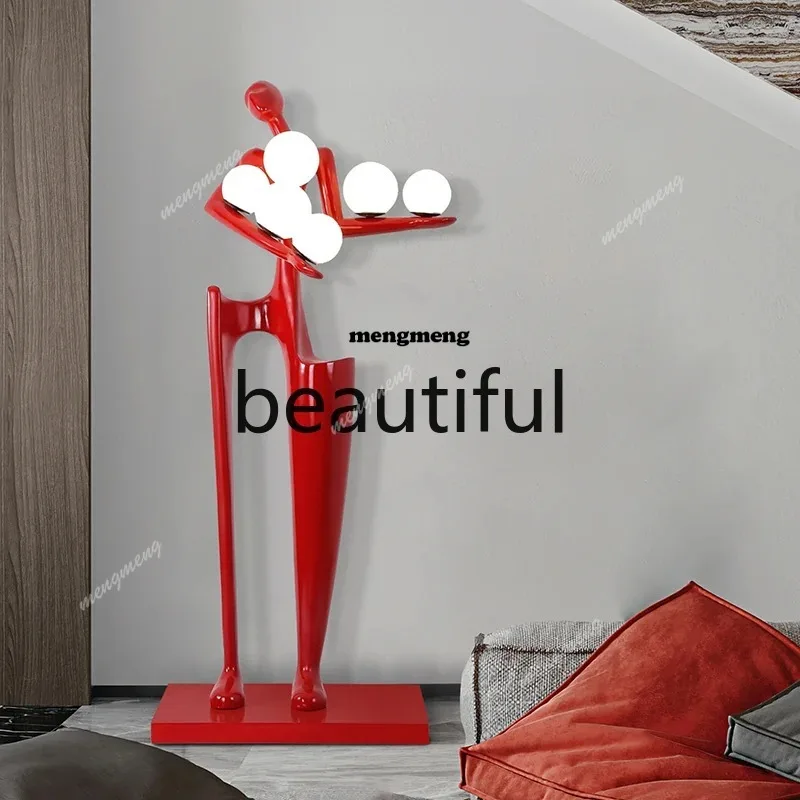 Figure, Floor Lamp Human Sculpture Creative Exhibition Hall Art Hotel Lobby Ornament  N