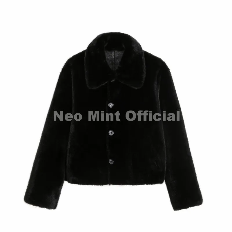 Neo Mint 2026 Winter New Windproof Shearling Jacket Women Brand Fashion Reversible Faux Mink Fur Coat Girls Short Warm Overcoat