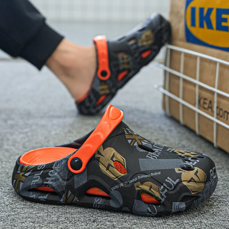 Large Men's Barefoot Sandals for Summer, Non Slip, Breathable, Wear-resistant, Perforated Slippers, Plus Size Men's Beach Shoes