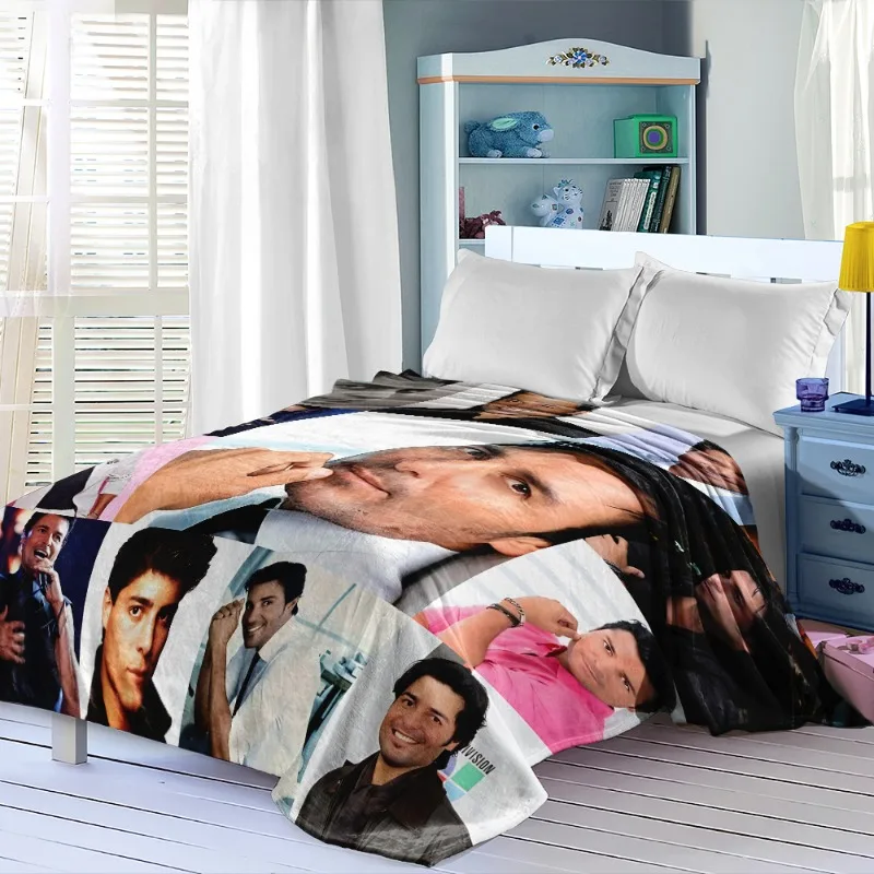 Customize 230GSM Fleece Blanket Featuring Puerto Rican Vocalist Chayanne, Perfect for Listening to Music at Home, Fan Gatherings
