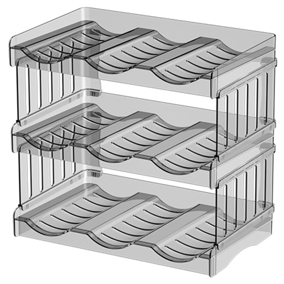 Plastic Water Bottle Organizer and Wine Rack Storage Holder,3 Tier 9Containers Stackable Standing Bottle Storage Rack