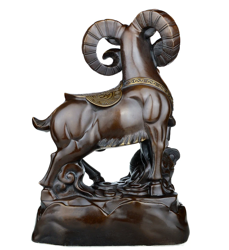 38CM huge Efficacious HOME OFFICE Talisman-The town house Money Drawing thriving business FENG SHUI Leading sheep bronze statue