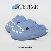 Litfun Fuzzy Shark Slippers For Women Men Winter Indoor Plush Cartoon Cotton Shoes New Outdoor Adults Kids Waterproof Furry Shoe - Image 2