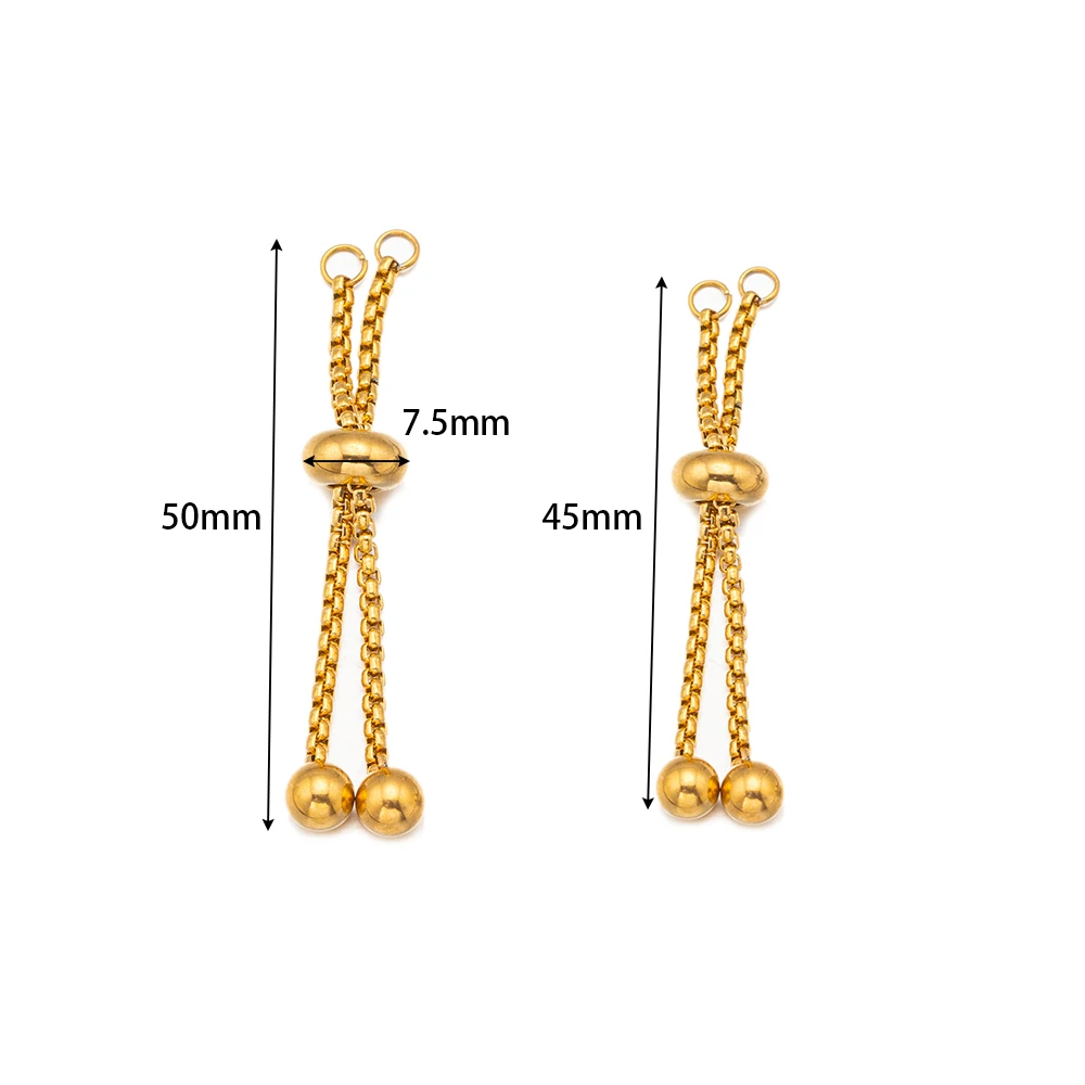 2pcs/Lot Stainless Steel Adjustable Rings Fitting Slider Chains for DIY Loops Connector Jewelry Making Accessories Findings