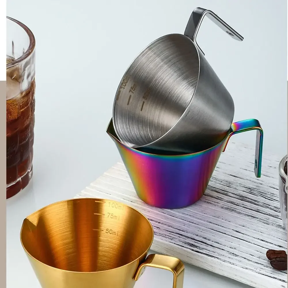 Kaffee-Extraktionsbecher aus Edelstahl 304, mit Skala, kleiner Milchlöffel, Herstellung von Becher, Espresso-Messbecher, Küchenutensilien-Becher – Detail 13